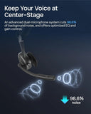 SHOKZ OpenMeet Open-Ear Bluetooth Headset, Noise-Canceling Mic+Mute Button