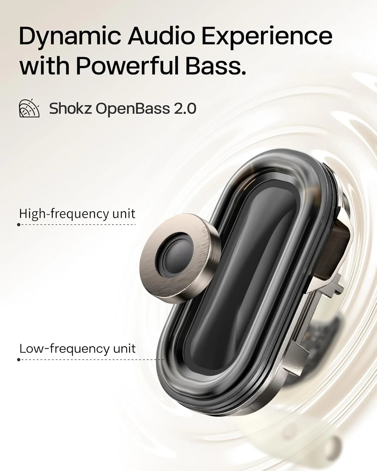 SHOKZ OpenFit 2 Open-Ear Earhook Bluetooth Earbuds, White,48H Playtime