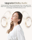 SHOKZ OpenDots 2 Open-Ear Clip-On Earbuds, White, Dolby Audio, 3 Mics