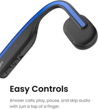 SHOKZ OpenMove - Open-Ear Bluetooth Sport Headphones - Bone Conduction Wireless Earphones - Sweatproof for Running and Workouts, with Sticker Pack (Grey)